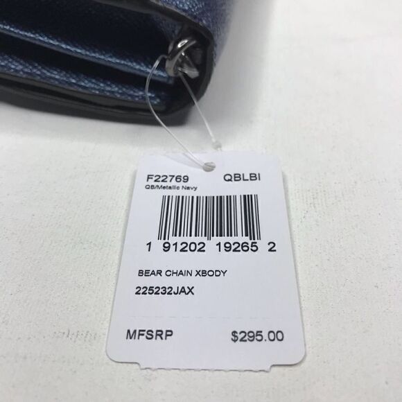 COACH CHAIN CROSSBODY QB/METALLIC NAVY BEAR NWT - Picture 5 of 6